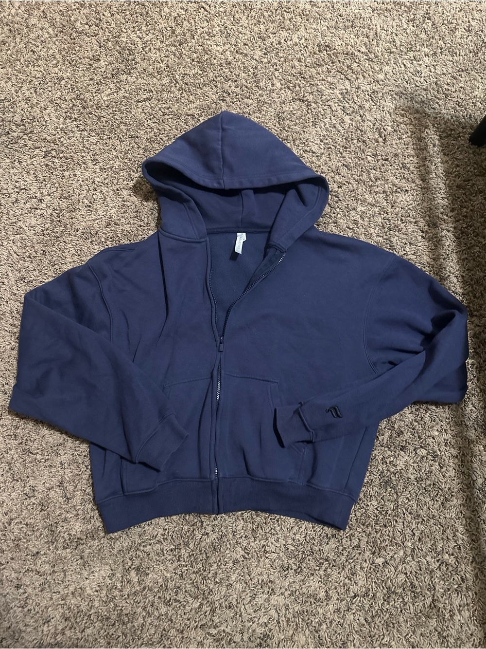Fabletics Navy Full-Zip Hooded Sweater